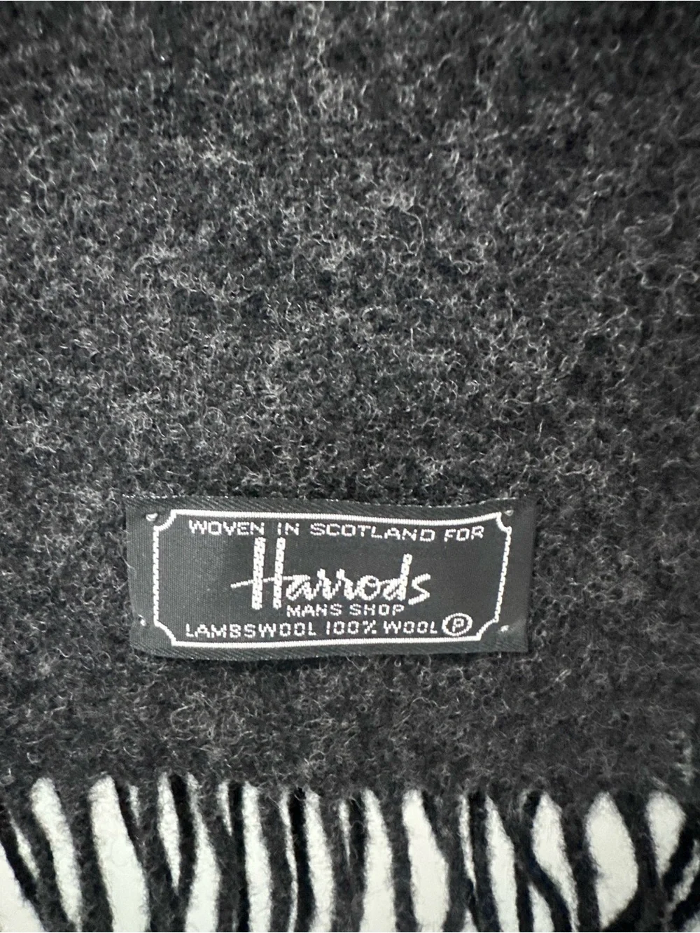 Harrods Dark Charcoal Wool Scarf